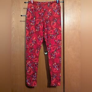 LuLaRoe TC Red Paisley with Purple Flowers Leggings